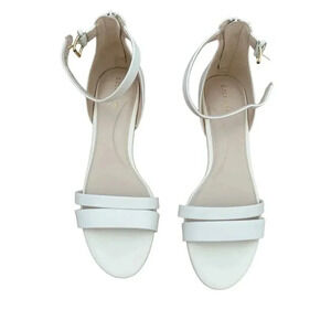 Cole Haan White Abriella Wedge Heel Sandals Ankle Strap Back Zip Open Toe 8 NEW